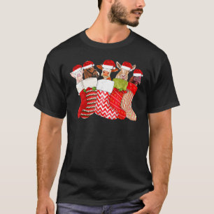 Camiseta Meias de Natal Animais Cavalo Vaca Bode Galinha Po