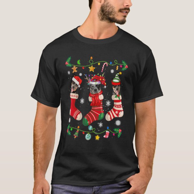 Camiseta Meias de Natal de Bovinos Australianos Cão de Nata (Frente)
