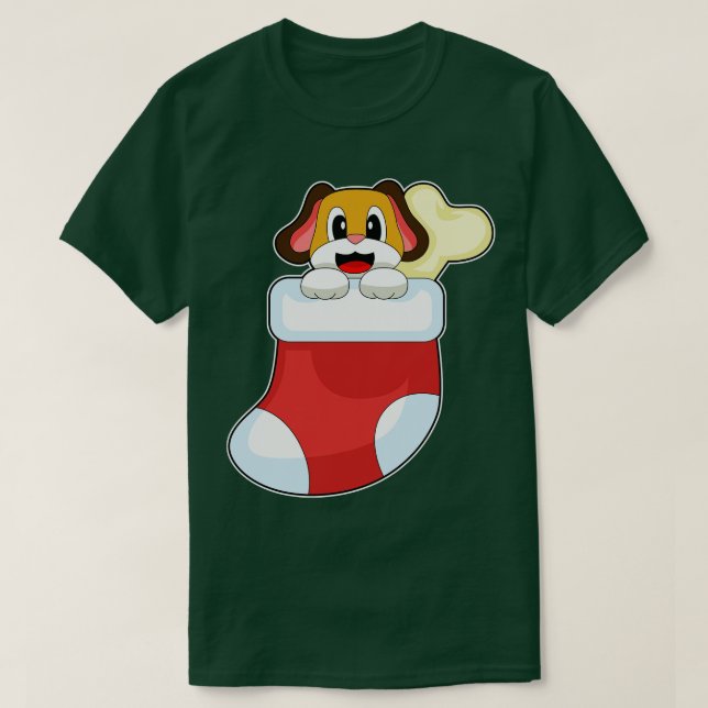 Camiseta Meias de Natal de Cachorro (Frente do Design)