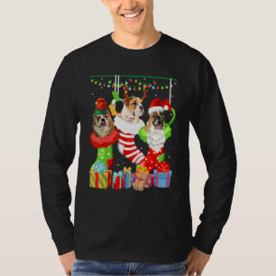 Camiseta Meias De Natal De Cachorro Bulldog Inglês Pijama D