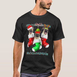 Camiseta Meias de Natal de Cachorro Pug Pijama de Natal Pet