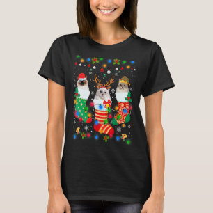 Camiseta Meias de Natal de Gatinho de Gato Ragdoll Fofo de