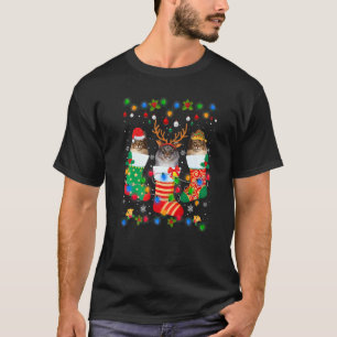Camiseta Meias de Natal de Gatinho Fofo da Floresta Noruegu