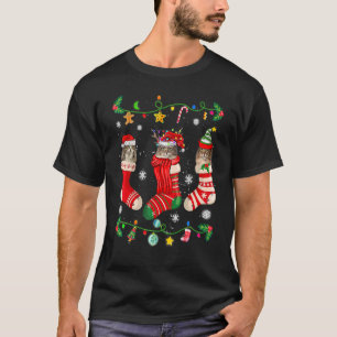 Camiseta Meias de Natal de Gato da Floresta Norueguesa Gato