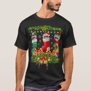 Camiseta Meias de Natal Ferret Xmas Luzes Pajama Correspond