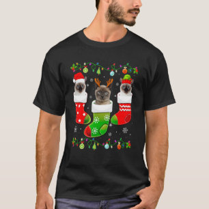 Camiseta Meias De Natal Gato Siamesa Engraçado Amante Do Na