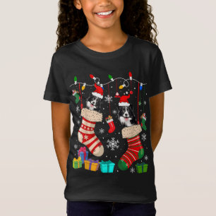 Camiseta Meias de Natal Pajama Border Collie Dog Puppy Lov