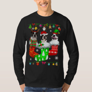 Camiseta Meias de Natal Pajama Boston Terrier Dog Puppy Lo
