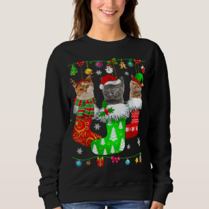Camiseta Meias de Natal Pajama Cat Kitten Lover Cat Mãe Ca