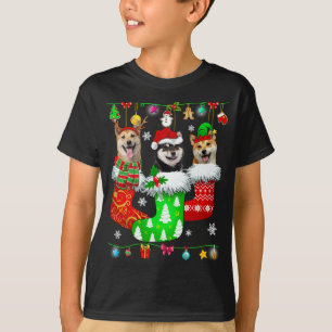 Camiseta Meias de Natal Pajama Shiba Inu Cachorro Puppy Lov