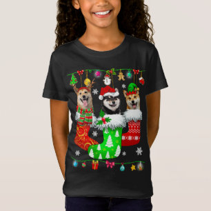 Camiseta Meias de Natal Pajama Shiba Inu Cachorro Puppy Lov