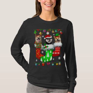 Camiseta Meias de Natal Pajama Shiba Inu Cachorro Puppy Lov