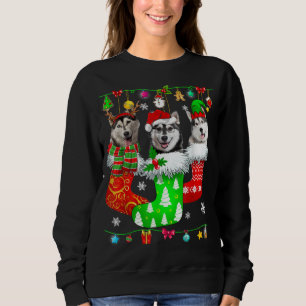 Camiseta Meias de Natal Pajama Siberian Husky Dog Puppy Lo