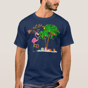 Camiseta Meias Flamingo Rosa Luzes De Natal Rena Árvore De