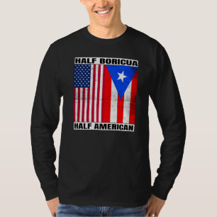 Camiseta Meio americano Half Boricua Puertorican USA Puerto