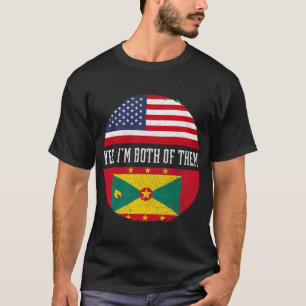 Camiseta Meio-americano Half Grenadiano EUA Flag Grenada He
