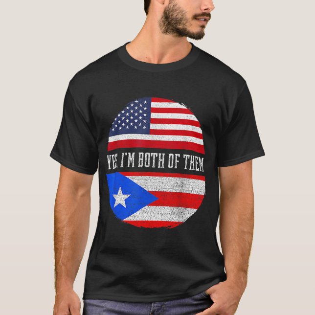 Camiseta Meio americano Half Puerto Rican Flag Puerto Ri Pu (Frente)