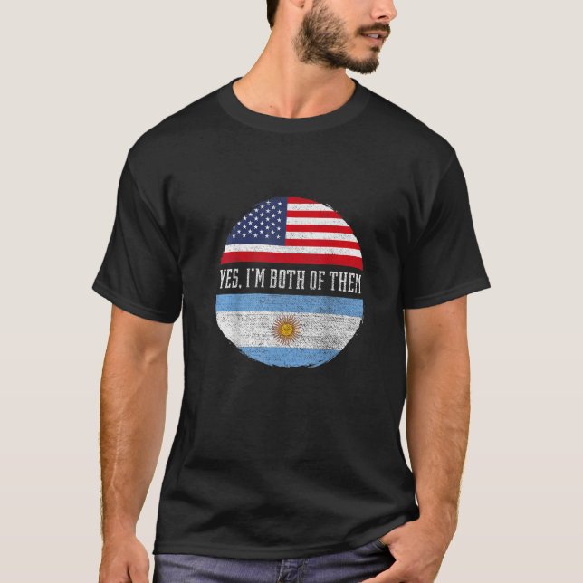 Camiseta Meio americano Meio argentino EUA Bandeira Argenti (Frente)