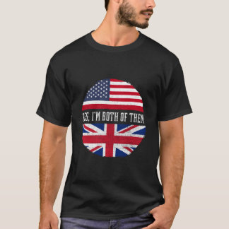 Camiseta Meio Americano Meio Britânico Bandeira dos EUA Rei