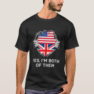 Camiseta Meio Americano Meio Britânico Bandeira EUA Inglate