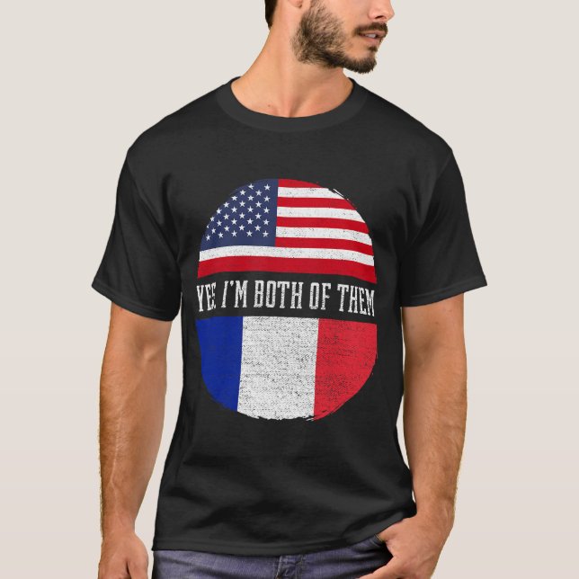 Camiseta Meio Americano Meio Francês EUA Bandeira France He (Frente)
