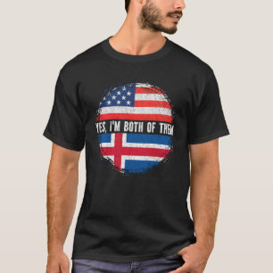 Camiseta Meio Americano Meio Islandês EUA Bandeira Islândia