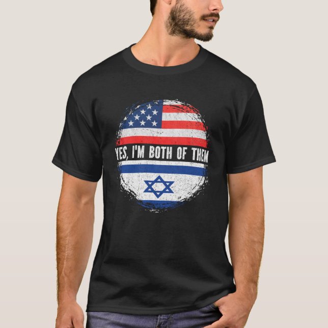 Camiseta Meio americano Meio israelense EUA Bandeira Israel (Frente)