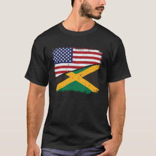 Camiseta Meio Americano Meio Jamaicano Bandeira EUA Bandeir