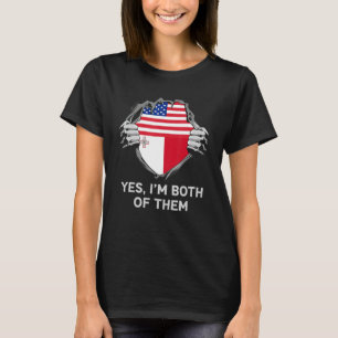 Camiseta Meio Americano Meio Maltês EUA Malta Flag Mens Wom