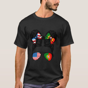 Camiseta Meio Americano Meio Português Usa Portugal Flag Pa