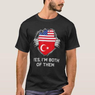 Camiseta Meio americano Meio turco EUA Turquia Bandeira Men