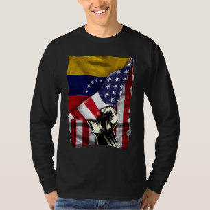 Camiseta Meio Americano Meio Venezuelano RAÍZES Bandeira do