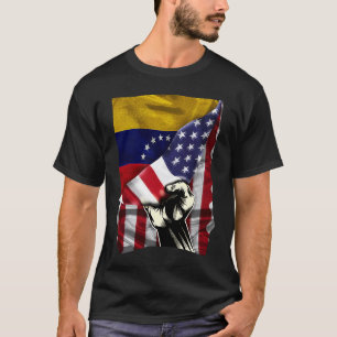 Camiseta Meio Americano Meio Venezuelano RAÍZES Bandeira EU