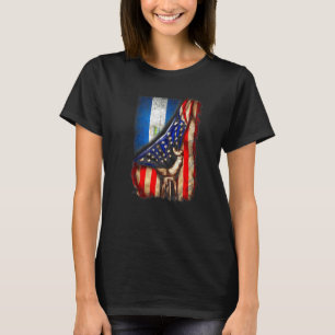 Camiseta Meio americano metade bandeira da Nicarágua Mão Ni