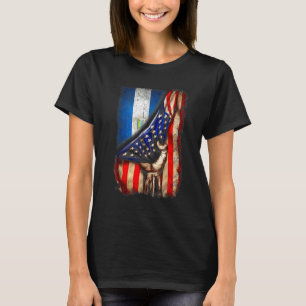 Camiseta Meio americano metade bandeira da Nicarágua Mão Ni