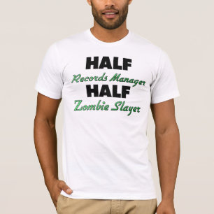 Camiseta Meio assassino do zombi do gerente de registros