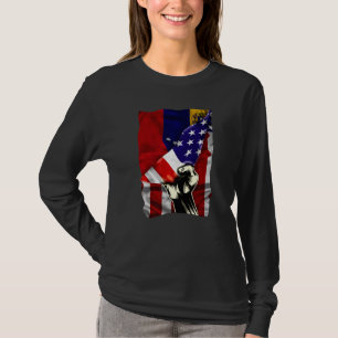 Camiseta Meio Bandeira Americana Raízes Venezuelanas Bandei