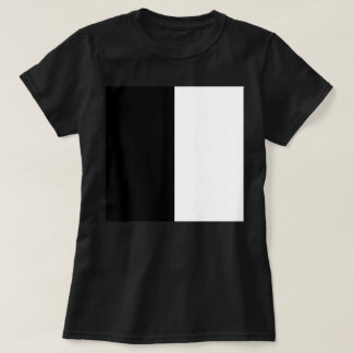 Camiseta meio branco meio preto, meio preto meio branco