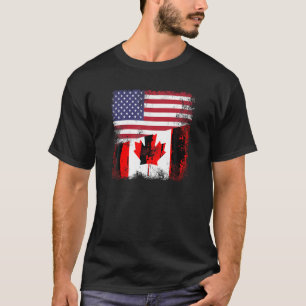 Camiseta Meio canadense Flag T Shirt Vintage Canadá USA Gif