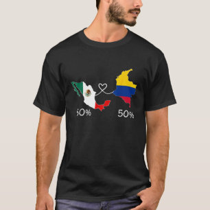 Camiseta Meio Colombiano Mapa de Bandeiras mexicanas Amor M