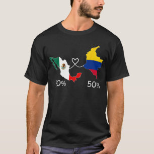 Camiseta Meio Colombiano Mapa de Bandeiras mexicanas Amor M