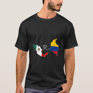 Camiseta Meio Colombiano Mapa de Bandeiras mexicanas Dna Me