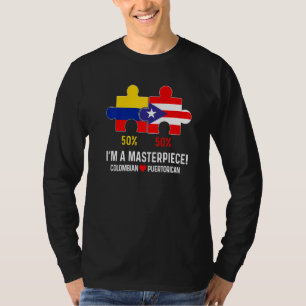 Camiseta Meio Colombiano Meio porto-riquenho Mapa de Bandei