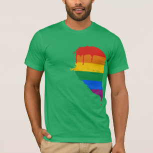 CAMISETA MEIO CORAÇÃO DO ARCO-ÍRIS DEIXADO - .PNG