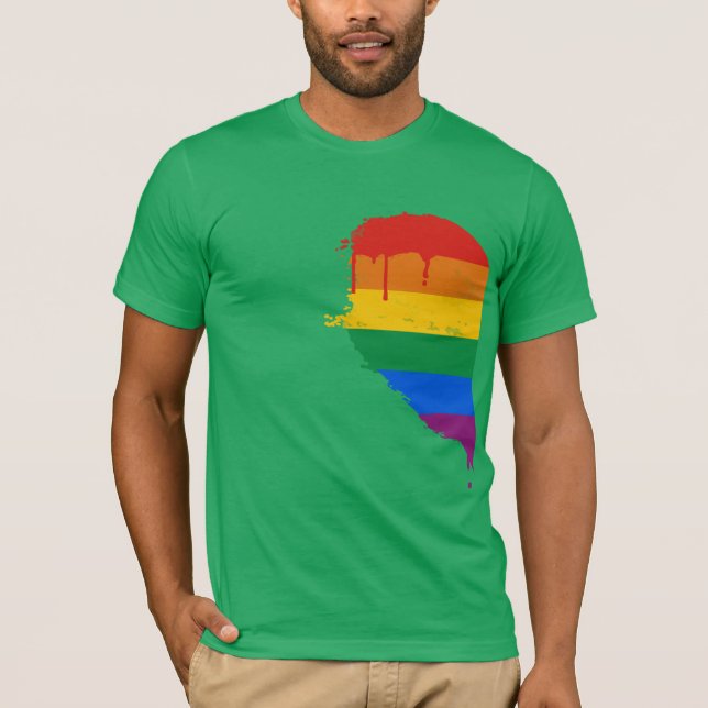 CAMISETA MEIO CORAÇÃO DO ARCO-ÍRIS DEIXADO - .PNG (Frente)