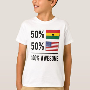 Camiseta Meio ganês - Half American Flag Gana USA Flag