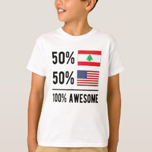 Camiseta Meio Libanês - Half American Flag Líbano EUA