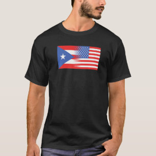 Camiseta Meio porto-riquenho - Meia bandeira americana Port