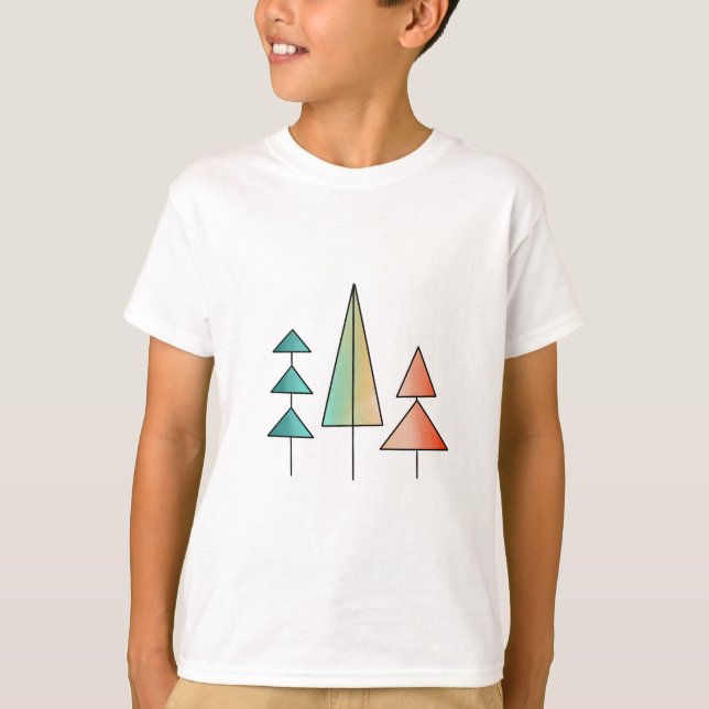 Camiseta meio século árvores modernas do arco-íris blush si (Frente)