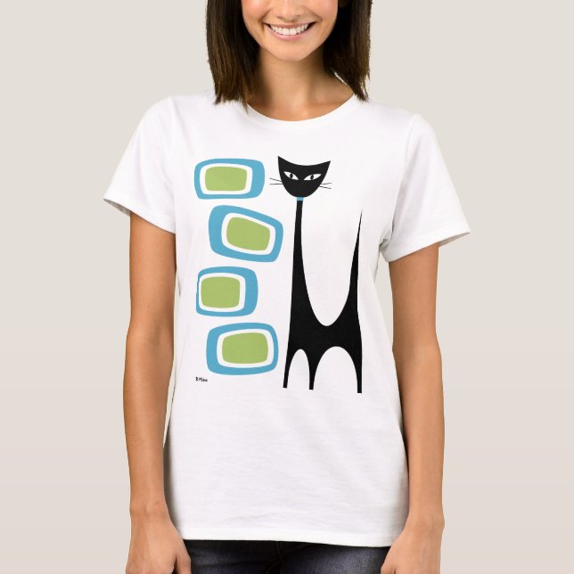 Camiseta Meio século Atômico com Oblongues Verdes e Azuis (Frente)
